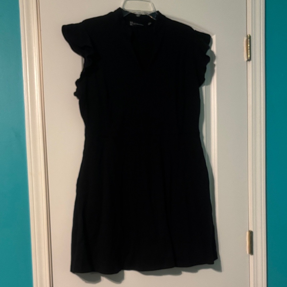 New York & Company Black Mini Flutter Sleeve Dress